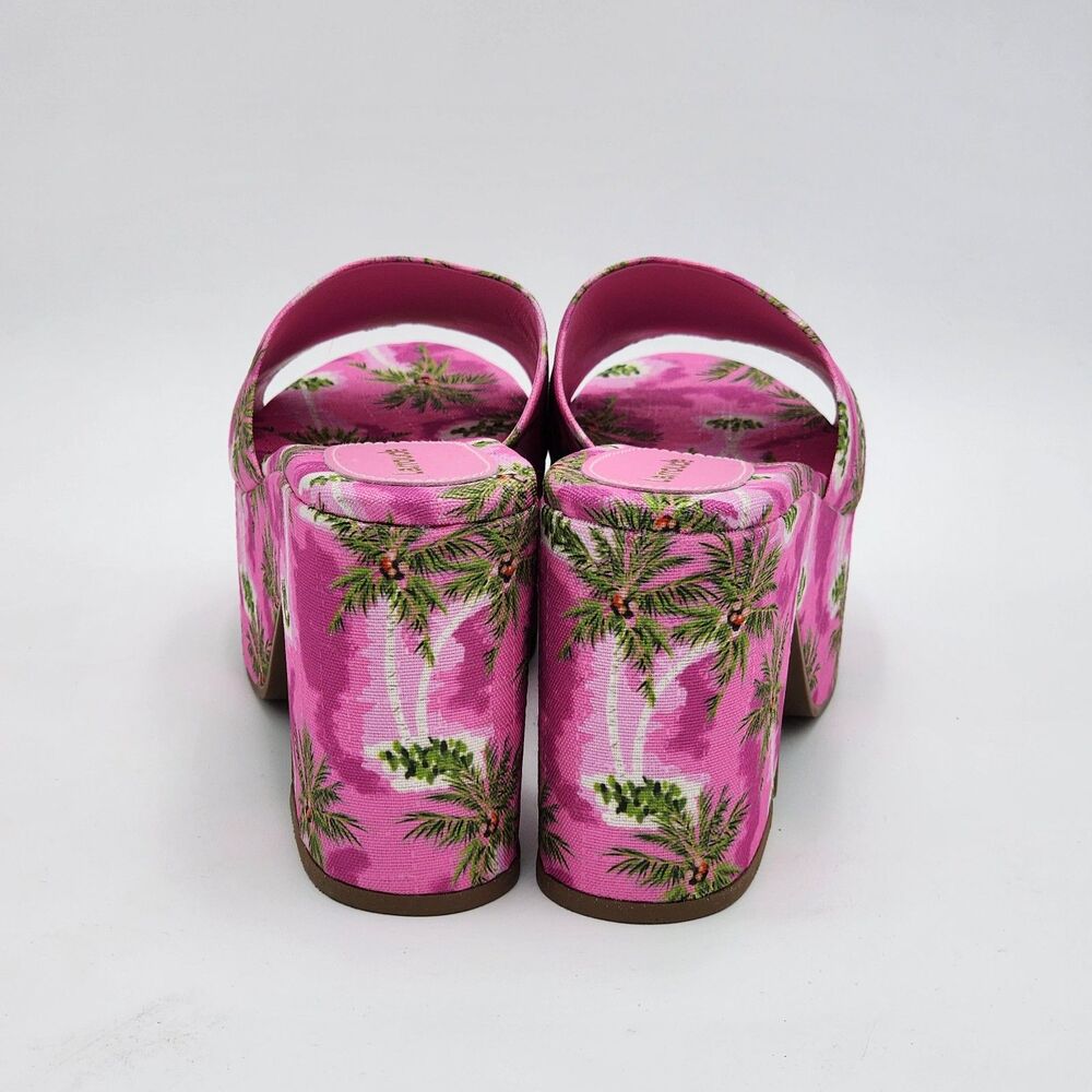 Larroude Palm Tree Miso Platform Chunky Heel Slide Sandals Hot Pink Size 8.5 - Picture 5 of 10